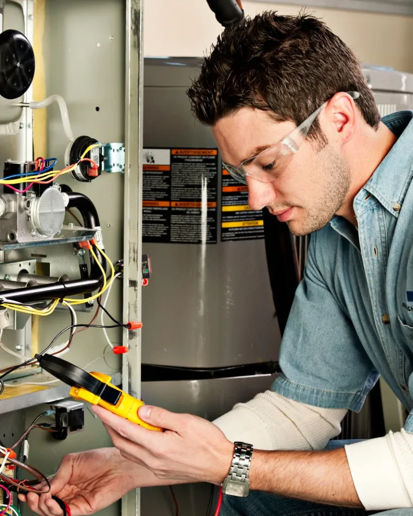 service-tech-working-on-furnace-ofallon